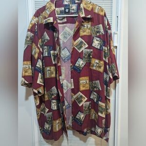 Aureus silk mens button up golf shirt print size XXL